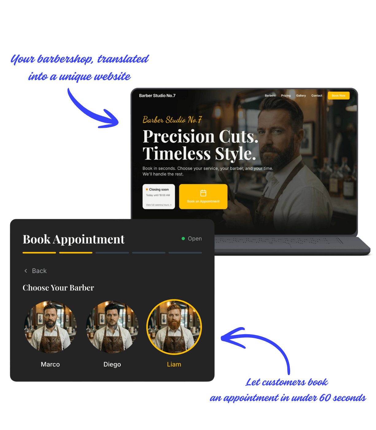 Barbershop website example